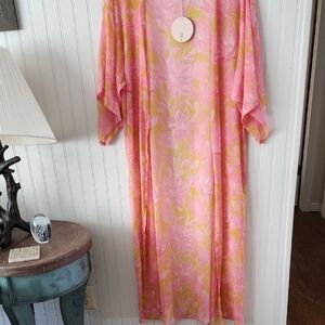Pink and Yellow Floral Kaftan